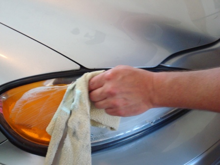 Headlight Polishing- Applying PlastX