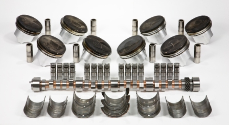 Bearings, camshaft, lifters and pistons from Mercury 525 EFI Bearings, camshaft, lifters and pistons from Mercury 525 EFI